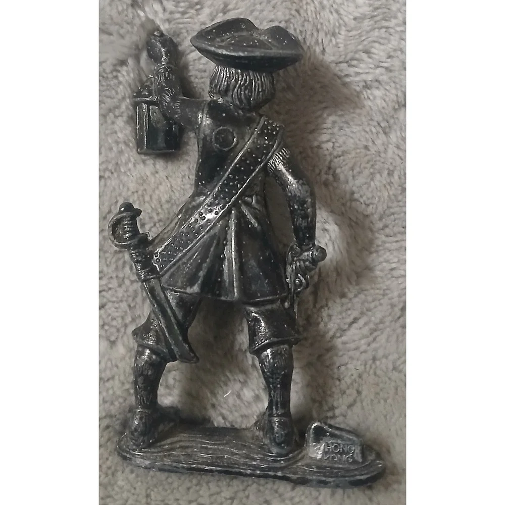 Vintage Blackbeard Pirate Metal Figurine 3‎ Inch Miniature Hong Kong Pewter Tone